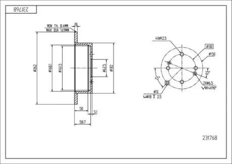 Диск гальмівний /T/RIO 1.5CRDI 05-- Hart 231768