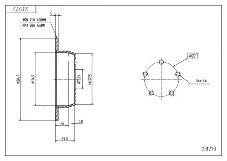 Диск гальмівний /T/GRAND CHEROKEE 99-04 Hart 231773