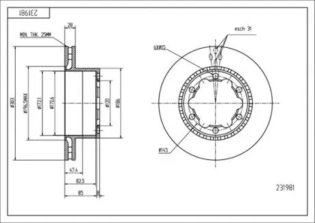 Диск тормозной /T/SPRINTER 06- /5TON/ Hart 231981