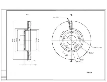 Диск тормозной /P/ MAZDA 3 1.5-1.6 13- Hart 242254