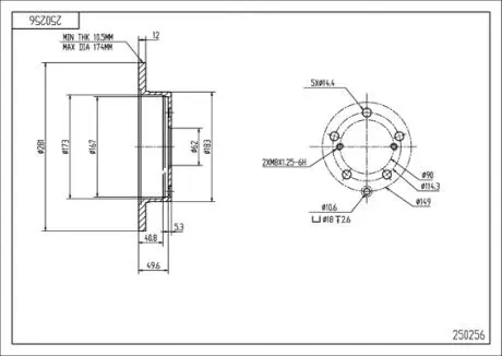 Диск тормозной /T/RAV4 III 06- Hart 250256