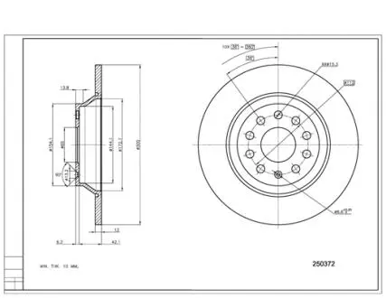 Диск тормозной /T/ GOLF VII 1.4-2.0 13-/300/ Hart 250372