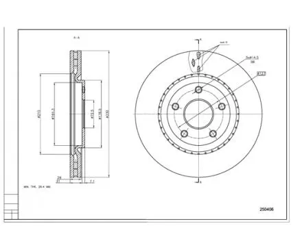 Диск тормозной /P/ FREEMONT 2.0JTD 11- Hart 250406