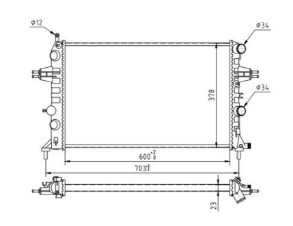 Радіатор двигуна Opel Astra G 1.2-1.4i 98-> Hart 603 193
