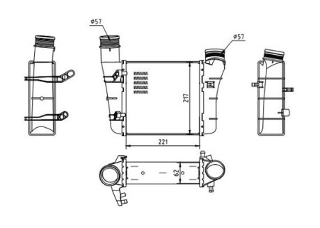 Радіатор інтеркулера Audi A4, A6 1.9-2.0D (00-09) Hart 605 576 (фото 1)