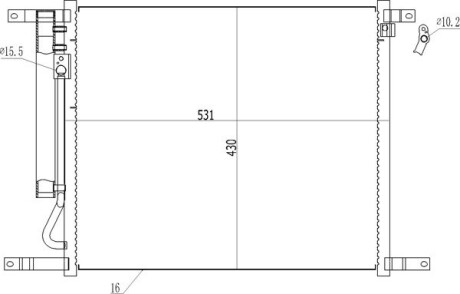 Радіатор кондиціонера AVEO-Т255 1,6 (08-), Vida (12-) 1,5 з ресивером Hart 614 525