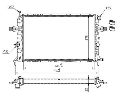 Радіатор двигуна Opel Astra G, Zafira A 2.0i/D (98-05) Hart 620 276