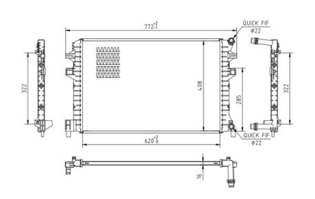 Радіатор двигуна VW Touran, Tiguan, Golf, Passat 1.0-2.0D 12-&gt; Hart 623 812 (фото 1)