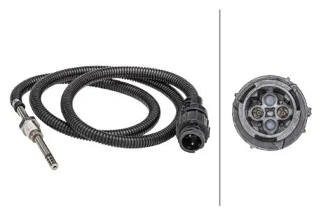 Датчик температури вихлопних газів (2PIN) RVI KERAX, MAGNUM, MIDLUM, PREMIUM 2, VOLVO 7700, 7900, 8300, 8500, 8700, 8900, 9300, 9400, 9500, 9700, 9900, B12, B5, B6, B7, B9, FE, FH, FH12 01.91- HELLA 6PT358181331