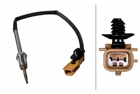 Датчик температури вихлопних газів (до радіатора AGR) MERCEDES C T-MODEL (S205), C (W205), MARCO POLO CAMPER (W447), VITO MIXTO (DOUBLE CABIN), VITO TOURER (W447), VITO (W447) 1.5D-2.3D 08.06- HELLA 6PT358226581