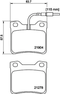 Гальмівні колодки, дискове гальмо (набір) HELLA 8DB355008171