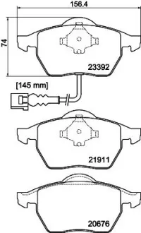 Гальмівні колодки, дискове гальмо (набір) HELLA 8DB355008471