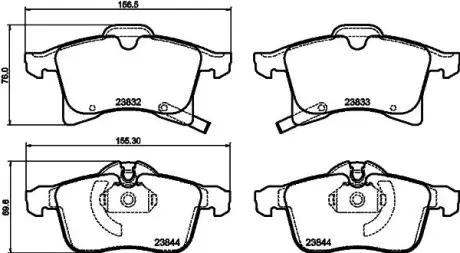 Гальмівні колодки перед. Opel Astra F/G/H/Zafira A/B 94- (ATE) HELLA 8DB355009-221