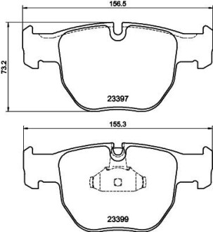 Гальмівні колодки, дискове гальмо (набір) HELLA 8DB355009301 (фото 1)