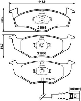 Гальмівні колодки, дискове гальмо (набір) HELLA 8DB355009801 (фото 1)