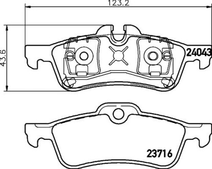 Гальмівні колодки, дискове гальмо (набір) HELLA 8DB355011351