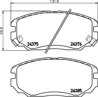 Тормозные колодки перед. Hyundai Tucson 04-10 (mando) (131,5x60,2x17,5) HELLA 8DB355012-461