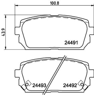 Гальмівні колодки, дискове гальмо (набір) HELLA 8DB355012971