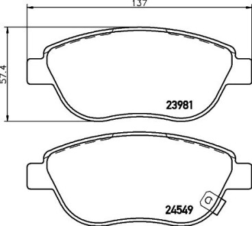 Гальмівні колодки, дискове гальмо (набір) HELLA 8DB355013371