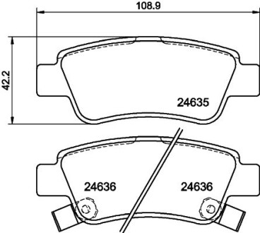 Гальмівні колодки, дискове гальмо (набір) HELLA 8DB355013591