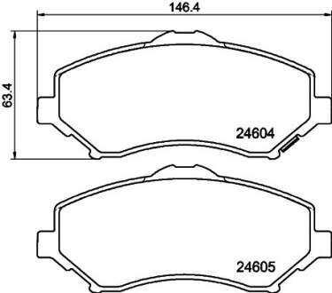 Гальмівні колодки, дискове гальмо (набір) HELLA 8DB355014231