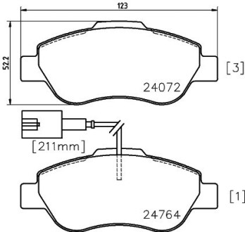 Тормозные колодки, дисковый тормоз.) HELLA 8DB355014471