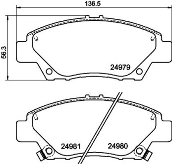 Гальмівні колодки, дискове гальмо (набір) HELLA 8DB355015001