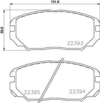 Колодки гальмівні (передні) Hyundai Sonata/Elantra 01-11/ix20 10-/Tucson/Kia Sportage/Carens 04- HELLA 8DB355024891