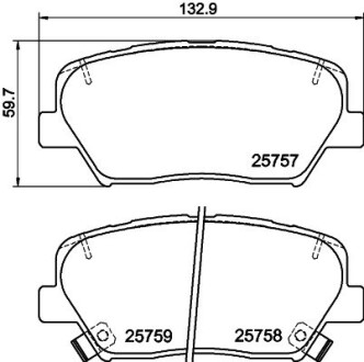 Тормозные колодки (передние) Hyundai Santa Fe 10-/Creta 16-/Grandeur 11-/Kia Sorento 09-/Carens 13- HELLA 8DB355025911