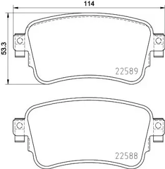 Гальмівні колодки Citroen Jumpy Opel Vivaro C, Zafira Peugeot Expert 1.5D-Electric 02.16- HELLA 8DB 355 037-681