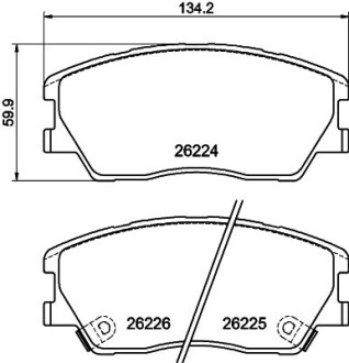 Колодки тормозные (передние) Kia Soul 1.6/2.0 19- (+датчик) HELLA 8DB355040591