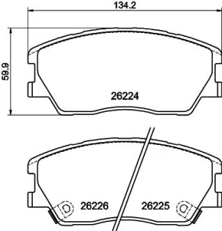 Колодки гальмівні (передні) Kia Soul 1.6/2.0 19- (+датчик) HELLA 8DB355040591