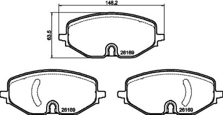 Колодки тормозные (передние) Audi A3/Skoda Octavia/Seat Leon/VW Golf VIII 19-/Caddy 20- (+датчик) HELLA 8DB355040801