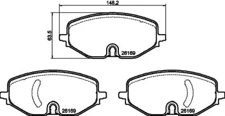 Колодки тормозные (передние) Audi A3/Skoda Octavia/Seat Leon/VW Golf VIII 19-/Caddy 20- (+датчик) HELLA 8DB355040801