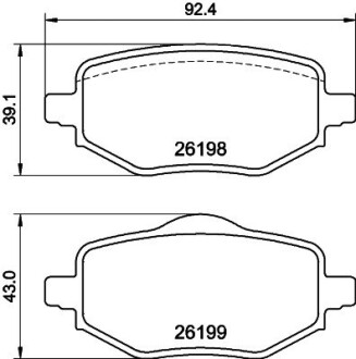 Колодки гальмівні (задні) Citroen C4 20-/Peugeot 2008/208/Opel Corsa F 19-/Mokka 20- HELLA 8DB355040971