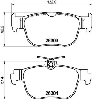 Колодки гальмівні (задні) Audi A3/VW Caddy V/Golf VIII/Skoda Octavia IV 20- (ATE) HELLA 8DB 355 040-981