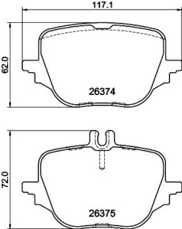 Тормозные колодки (задние) MB C-class (W206)/S-class (W223) 20- (ZF) Q+ HELLA 8DB355041021