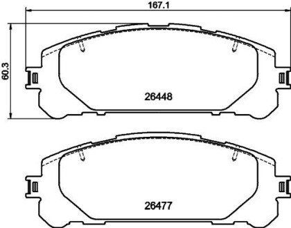 Колодки гальмівні (передніі) Toyota Rav4 20-/Highlander 19-/Kluger 21-/Suzuki Across 20- HELLA 8DB355043871 (фото 1)