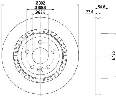 Гальмівний диск зад. XC60 08- 2.0-3.2 (PRO) HELLA 8DD355116-191