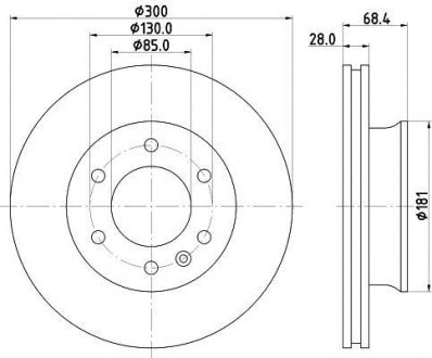 Тормозной диск перед. Sprinter/Crafter 06- (300x28) HELLA 8DD355117-621 (фото 1)