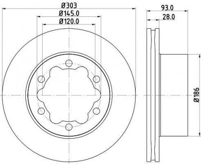 Гальмівний диск зад. Sprinter/Crafter 06- (1.8-3.5t) 303mm HELLA 8DD355118-061