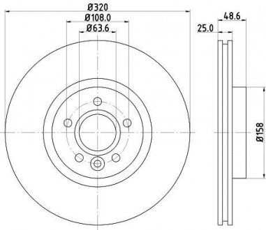 Диск гальмівний з покриттям PRO; передн. / Kuga II 2012> HELLA 8DD355125-151