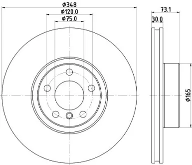 PRO HIGH CARBON BMW диск передний прав. X4 (F26) HELLA 8DD 355 133-201