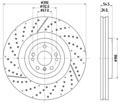 Диск тормозной (передний) MB GL-class (X166)/M-class (W166) 12-15/GLE (W166) 15- (390x36) PRO+ HELLA 8DD355134711