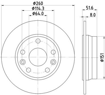 Диск гальмівний (задній) Renault Captur/Megane IV 19- (260x8) PRO HELLA 8DD355134781