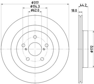 Диск тормозной (задний) Toyota Rav4 V 18- (317x18) PRO HELLA 8DD355134961