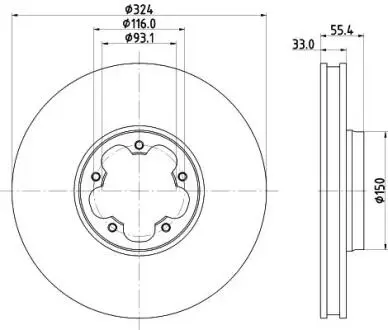 PRO FORD Гальмівний диск передн. TOURNEO CUSTOM V362 2.0 15- HELLA 8DD 355 135-111