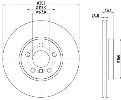 PRO HIGH CARBON BMW Гальмівний диск передн. 2 (U06), X1 (U11), X2 (U10) HELLA 8DD 355 135-121
