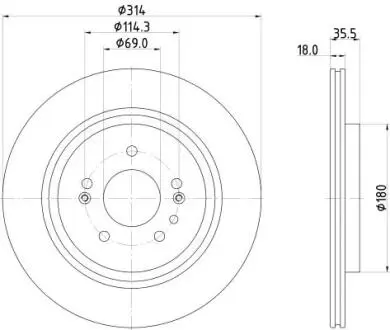 PRO HYUNDAI Гальмівний диск задн. SANTA FE IV 2.0, 2.4 18-, PALISADE HELLA 8DD 355 135-221