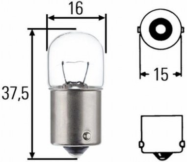 Автолампа Behr Heavy Duty R5W BA15s 5 W прозрачная HELLA 8GA002071261 (фото 1)